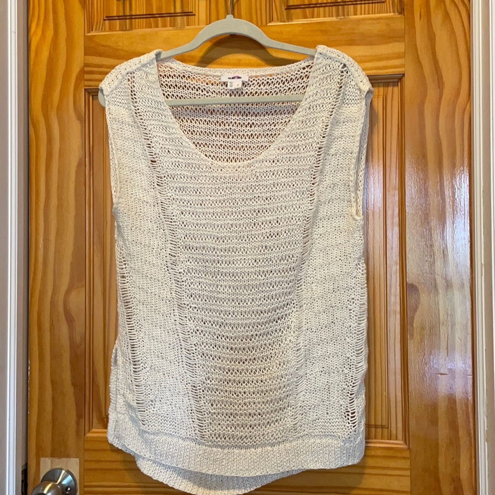 Helmut Lang crochet short sleeve sweater top